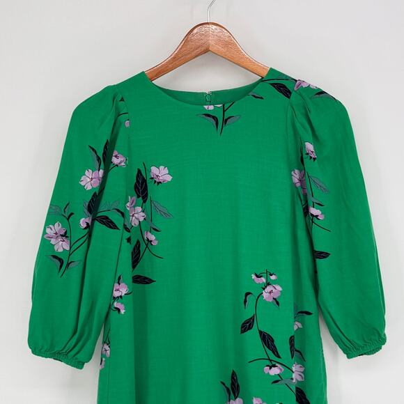 Ann Taylor Green Purple Floral Knee Length Dress Sz 4P Fairy Valentine Romantic - Picture 4 of 8